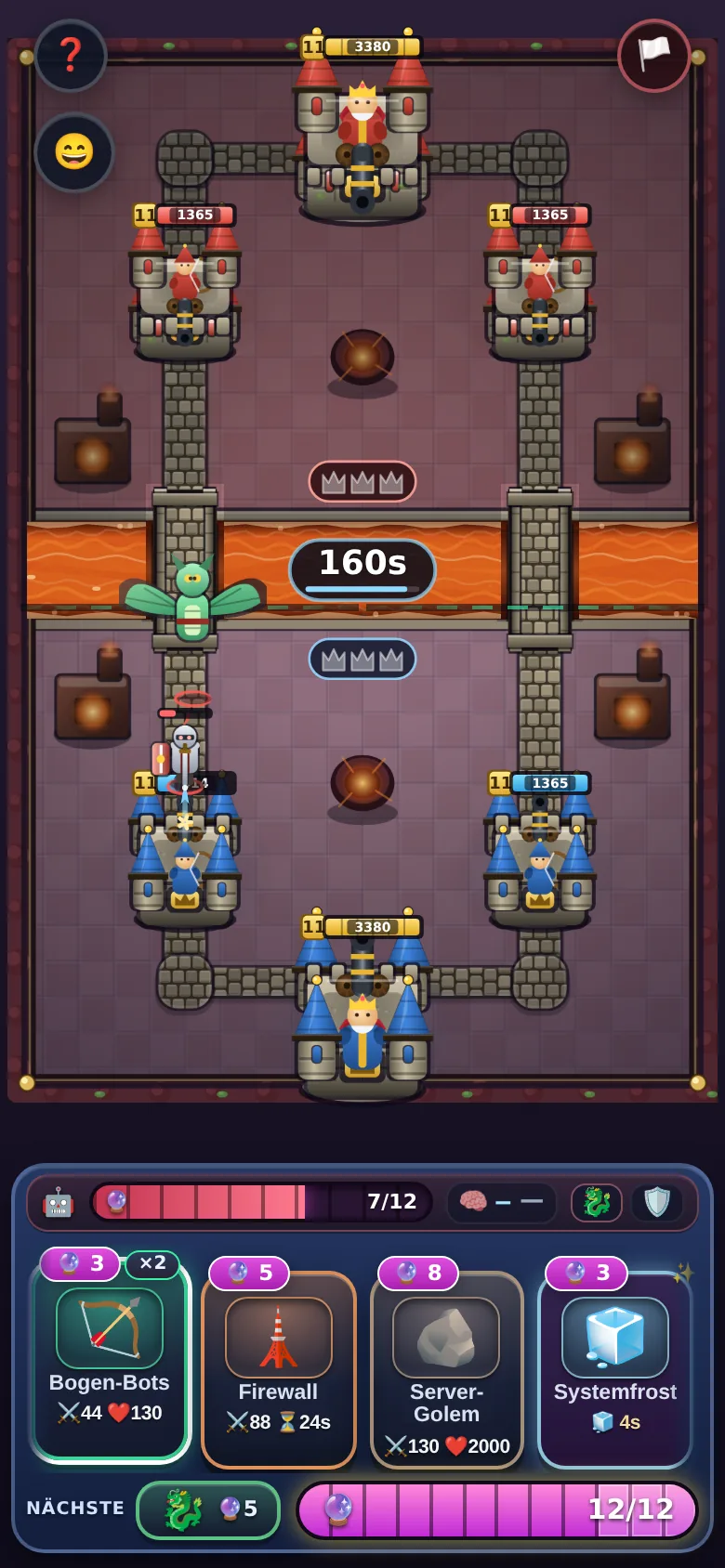KelRaid Angriff am Handy — Karten-Duell gegen eine gegnerische Basis mit Truppen-Deck und Elixir-Leiste